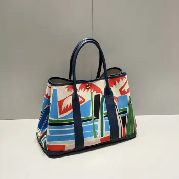 半手工 Garden 花园包30cm 36cm  帆布拼togo皮 同步专柜最新涂鸦 全钢五金 蜜蜡线
