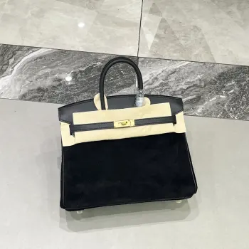 Birkin 25 黑色金扣Swift   麂皮 内里山羊皮 蜡线半手缝手打铜钉全钢五金