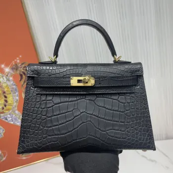 Kelly二代19 cm进口美洲雾面鳄鱼皮 手工缝制 对版专柜美洲鳄鱼