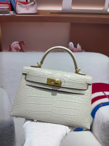 Kelly二代19cm 进口美洲雾面鳄鱼皮  8L冰白色  全手缝蜡线  实拍 对版专柜美洲鳄鱼