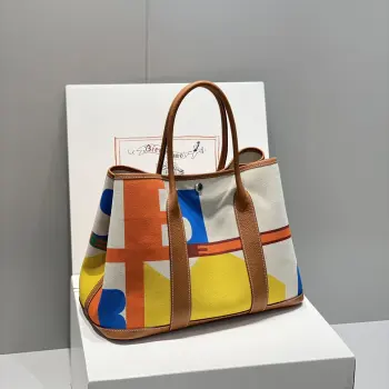 半手工 Garden 花园包30cm 36cm  帆布拼togo皮 同步专柜最新涂鸦 全钢五金 蜜蜡线