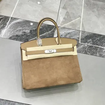 Birkin 30 奶茶色银扣Swift  麂皮 内里山羊皮 蜡线半手缝手打铜钉全钢五金
