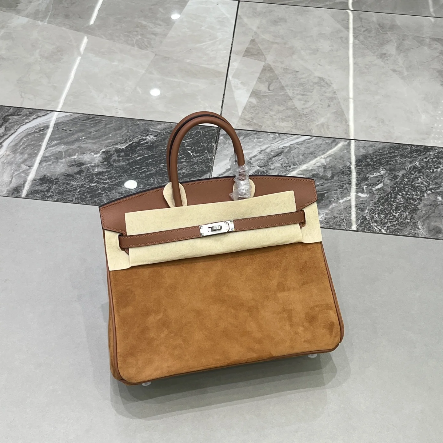 Birkin 25 金棕色银扣Swift 麂皮 内里山羊皮 蜡线半手缝手打铜钉全钢五金