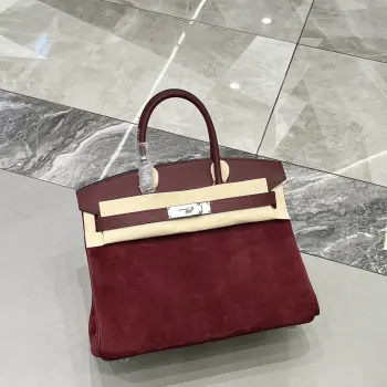 Birkin 30 酒红银扣Swift  麂皮 内里山羊皮 蜡线半手缝手打铜钉全钢五金