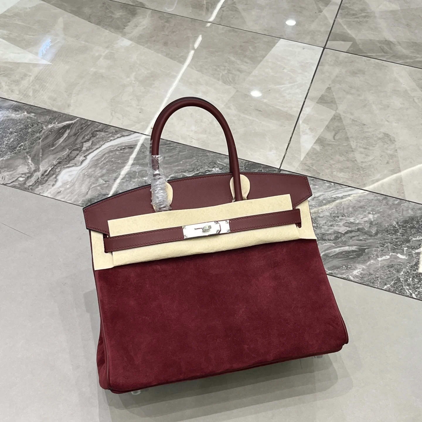 Birkin 30 酒红银扣Swift 麂皮 内里山羊皮 蜡线半手缝手打铜钉全钢五金