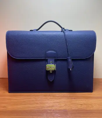 半手工 Sac a Depeches 密码锁 男士公文包 电脑包 39cm A级Togo皮 宝蓝 银扣专柜同步 手工蜡线缝制 纯钢五金