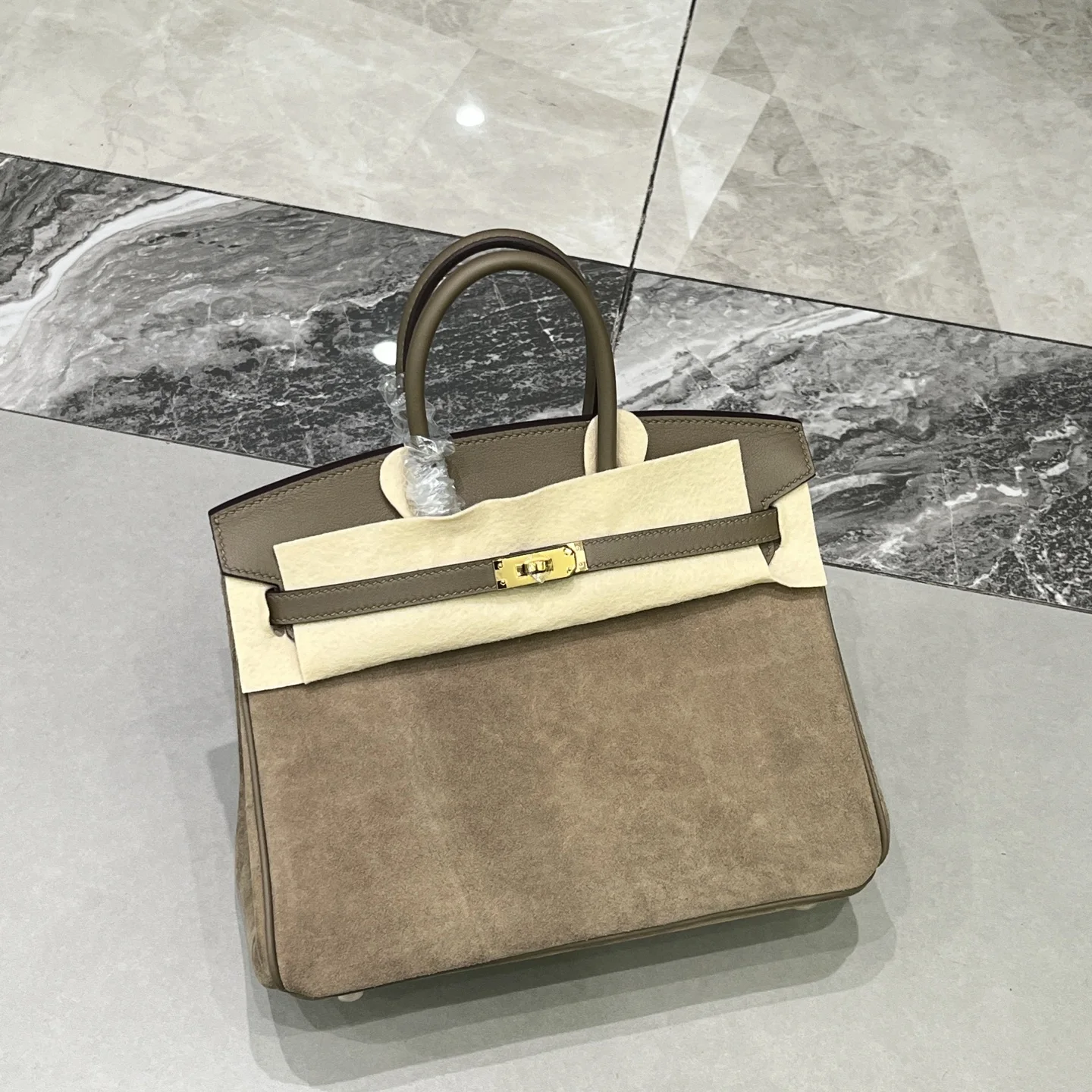 Birkin 25 大象灰金扣Swift 麂皮 内里山羊皮 蜡线半手缝手打铜钉全钢五金