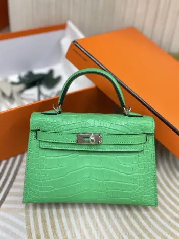 Kelly二代19 cm进口美洲雾面鳄鱼皮  手工缝制 对版专柜美洲鳄鱼