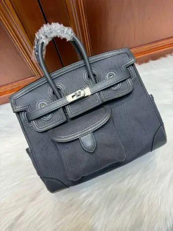 Birkin 25Cm Cargo 午夜蓝 帆布拼swift 银扣