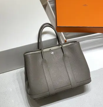 半手工 Garden party 30cm 36cm花园包 锡器灰材质 电镀纯钢五金皮料材质 A级togo皮 同步专柜蜜蜡线缝制