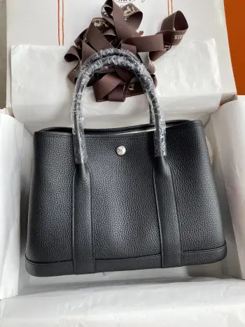 半手工 Garden party 30cm 36cm花园包 黑色材质 电镀纯钢五金皮料材质 A级togo皮 同步专柜蜜蜡线缝制