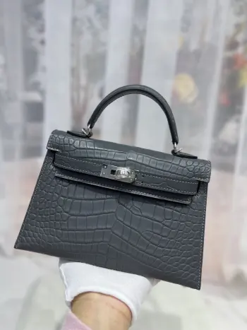 Kelly二代19 cm进口美洲雾面鳄鱼皮  手工缝制 对版专柜美洲鳄鱼