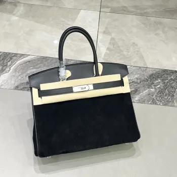 Birkin 30 黑色银扣Swift   麂皮 内里山羊皮 蜡线半手缝手打铜钉全钢五金
