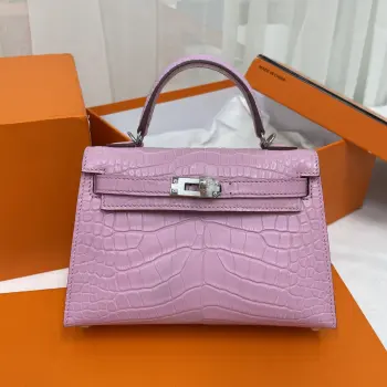 Kelly二代19 cm进口美洲雾面鳄鱼皮  手工缝制 对版专柜美洲鳄鱼