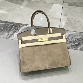 Birkin 30 大象灰金扣Swift   麂皮 内里山羊皮 蜡线半手缝手打铜钉全钢五金