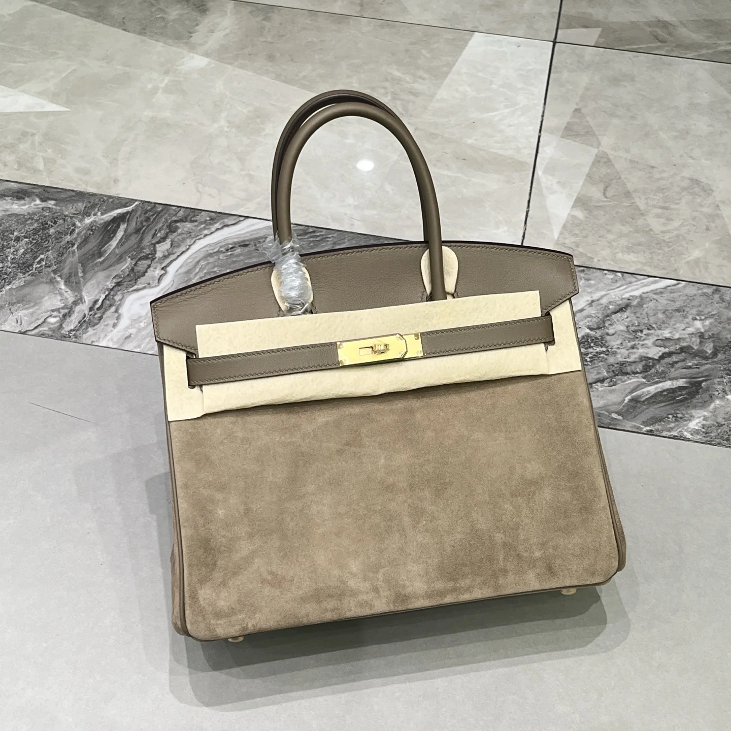 Birkin 30 大象灰金扣Swift 麂皮 内里山羊皮 蜡线半手缝手打铜钉全钢五金