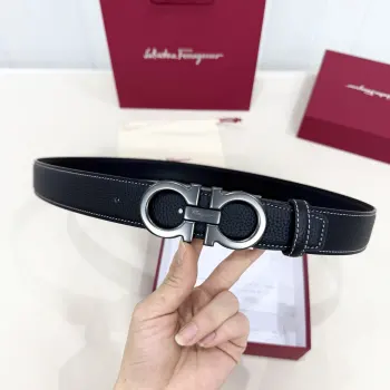 Ferragamo.菲拉格慕 全套包装 宽度3.5cm 高级定制款男士皮带 双面进口牛皮 可双面使用 自行选择搭配 真材实料 很有质感 时尚经典不失风范 搭配精品尾夹扣 长短可自行裁剪