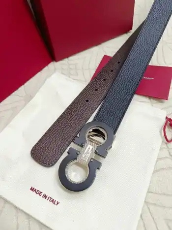 Ferragamo.菲拉格慕 全套包装 宽度3.5cm 高级定制款男士皮带 双面进口牛皮 可双面使用 自行选择搭配 真材实料 很有质感 时尚经典不失风范 搭配精品尾夹扣 长短可自行裁剪