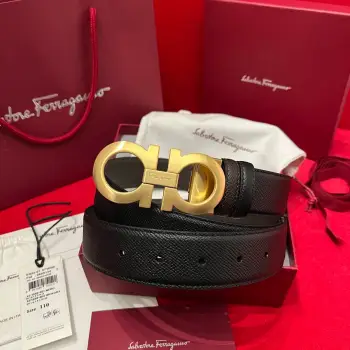 Ferragamo.菲拉格慕 全套包装 宽度3.5cm 高级定制款男士皮带 双面进口牛皮 可双面使用 自行选择搭配 真材实料 很有质感 时尚经典不失风范 搭配精品尾夹扣 长短可自行裁剪