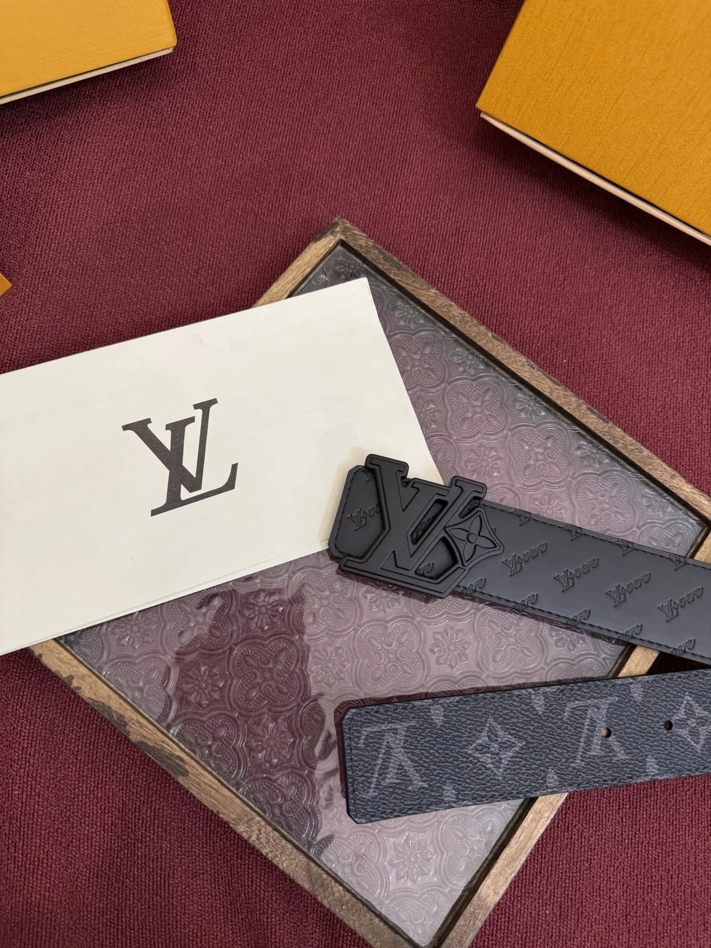 Louis Vuitton 40mm width, double-sided original custom imported fabric men s belt - Detail view 4
