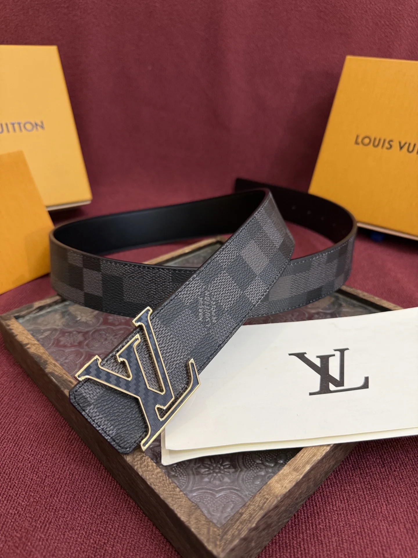 Louis Vuitton 40mm width, double-sided original factory customized imported fabric men s belt - Detail view 2