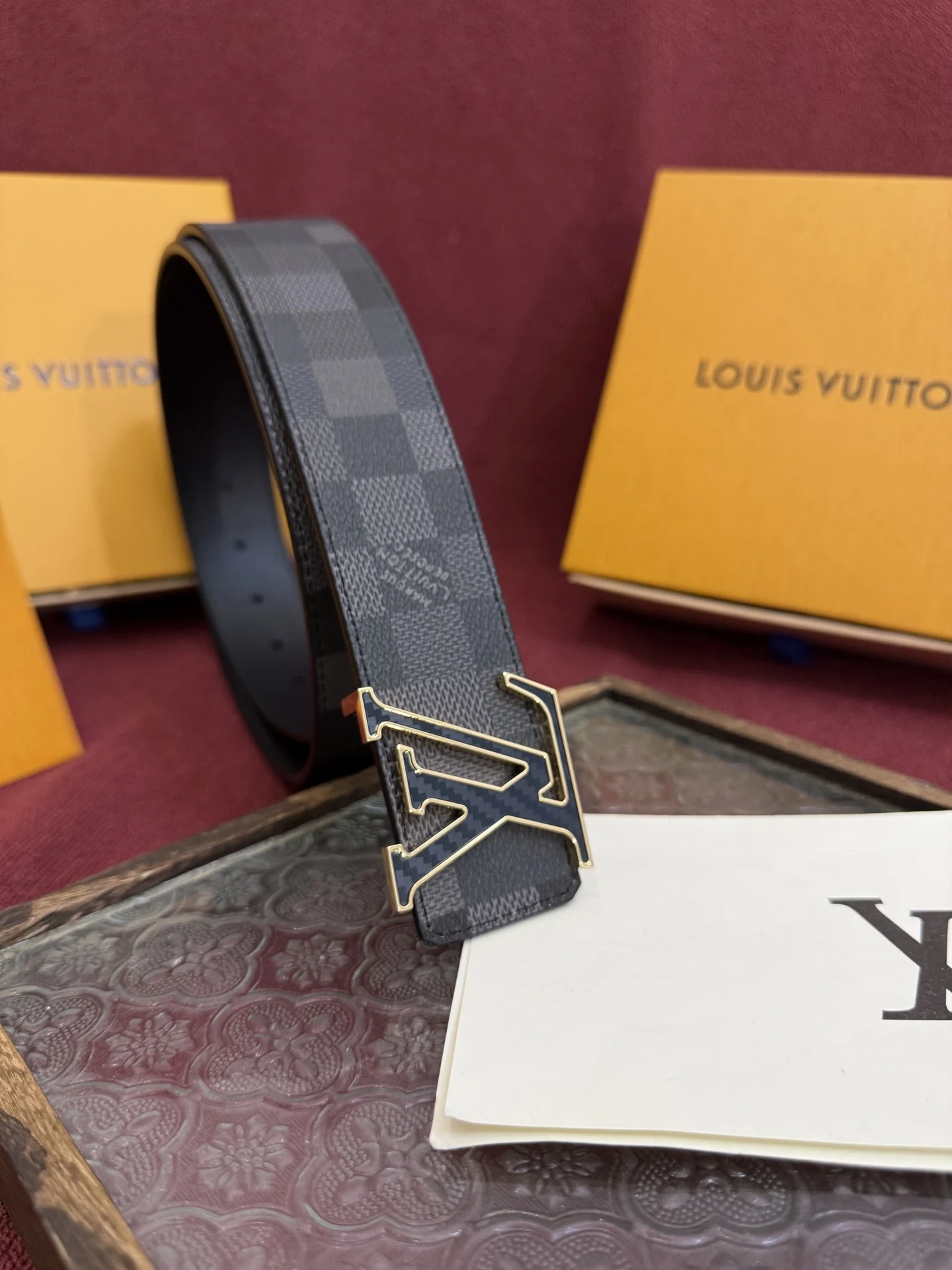 Louis Vuitton 40mm width, double-sided original factory customized imported fabric men s belt - Detail view 3