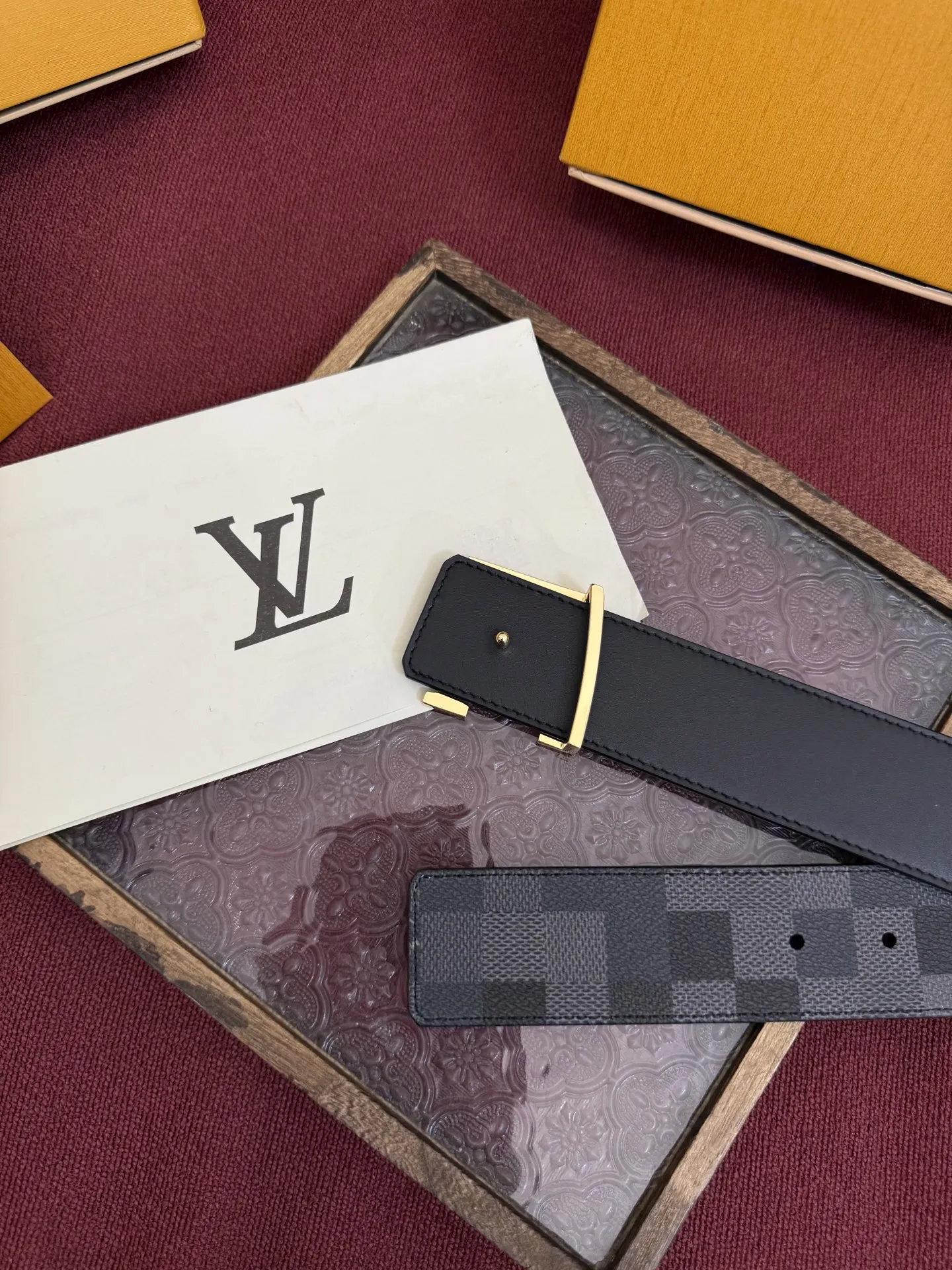 Louis Vuitton 40mm width, double-sided original factory customized imported fabric men s belt - Detail view 5