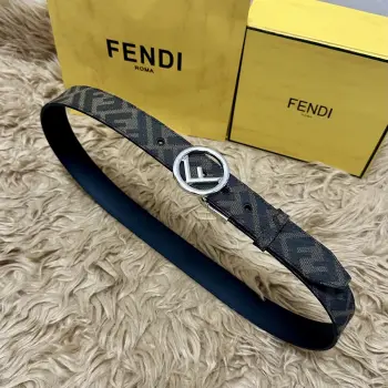 FENDl 芬迪 全套包装 专柜同款 宽3.5CM 原版定制布料 FF图案布料材质 黑色皮革内衬 单钉镀钯金属配件 时尚潮流 经典系列