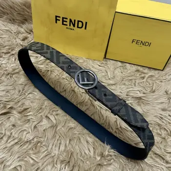 FENDl 芬迪 全套包装 专柜同款 宽3.5CM 原版定制布料 FF图案布料材质 黑色皮革内衬 单钉镀钯金属配件 时尚潮流 经典系列