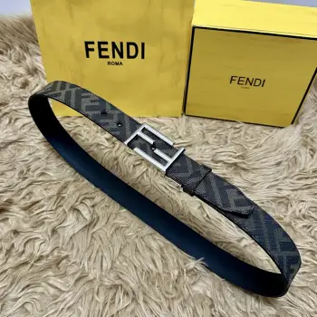 FENDl 芬迪 全套包装 专柜同款 宽3.5CM 原版定制布料 FF图案布料材质 黑色皮革内衬 单钉镀钯金属配件 时尚潮流 经典系列