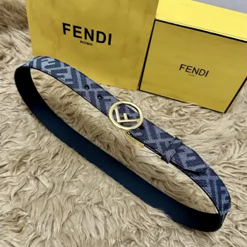 FENDl 芬迪 全套包装 专柜同款 宽3.5CM 原版定制布料 FF图案布料材质 黑色皮革内衬 单钉镀钯金属配件 时尚潮流 经典系列