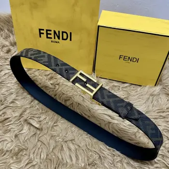 FENDl 芬迪 全套包装 专柜同款 宽3.5CM 原版定制布料 FF图案布料材质 黑色皮革内衬 单钉镀钯金属配件 时尚潮流 经典系列