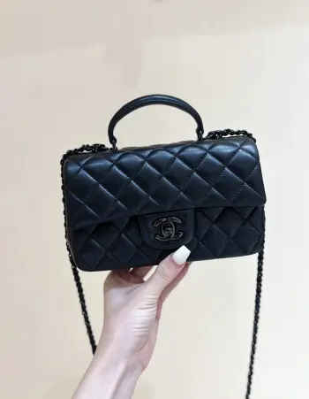 至尊版本   纯原厂手柄cf minicf mini handle so black限量版枪色全黑五金黑武士经典中的天花板 超实用耐看皮料 欧洲原厂方框正品羊皮五金 意大利进口24k镀厚金五金货源稀少 经常容易断货整个包的手感与真品完美达成一致2431 尺寸20cm
