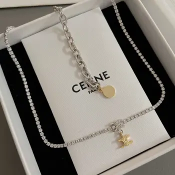 满钻金银凯旋门项链