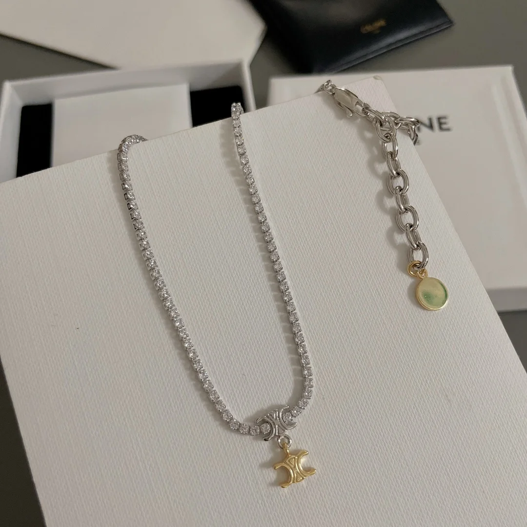 赛琳满钻金银凯旋门项链 - 细节图 9