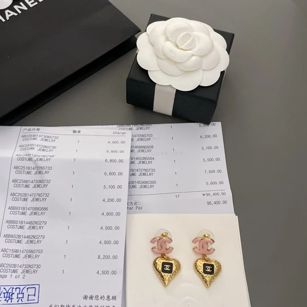 香奈儿双c复古小爱心耳钉 - 细节图 2