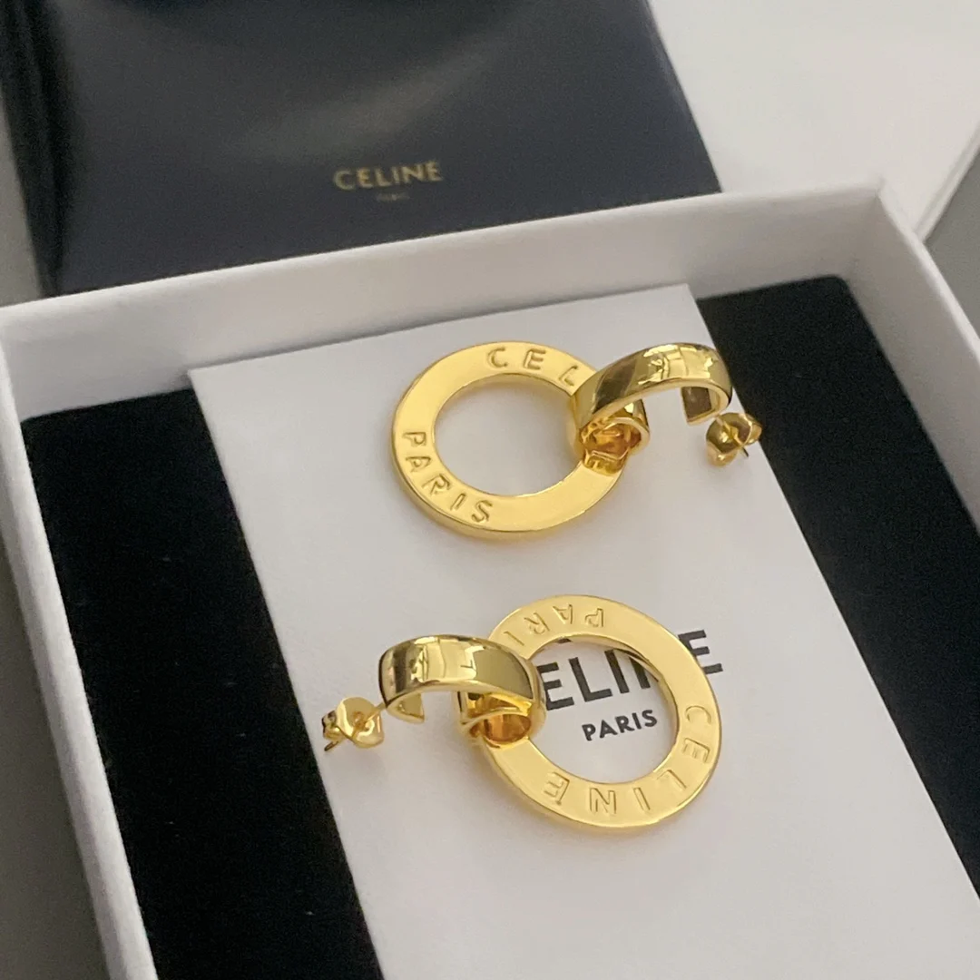 Celine Openwork gold hoop earrings - Detail view 5