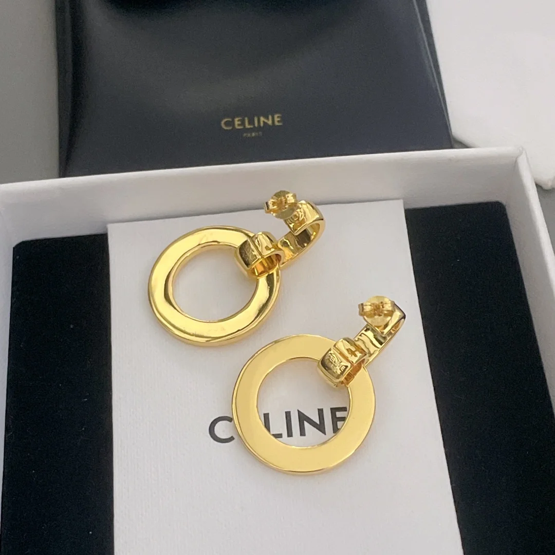 Celine Openwork gold hoop earrings - Detail view 6
