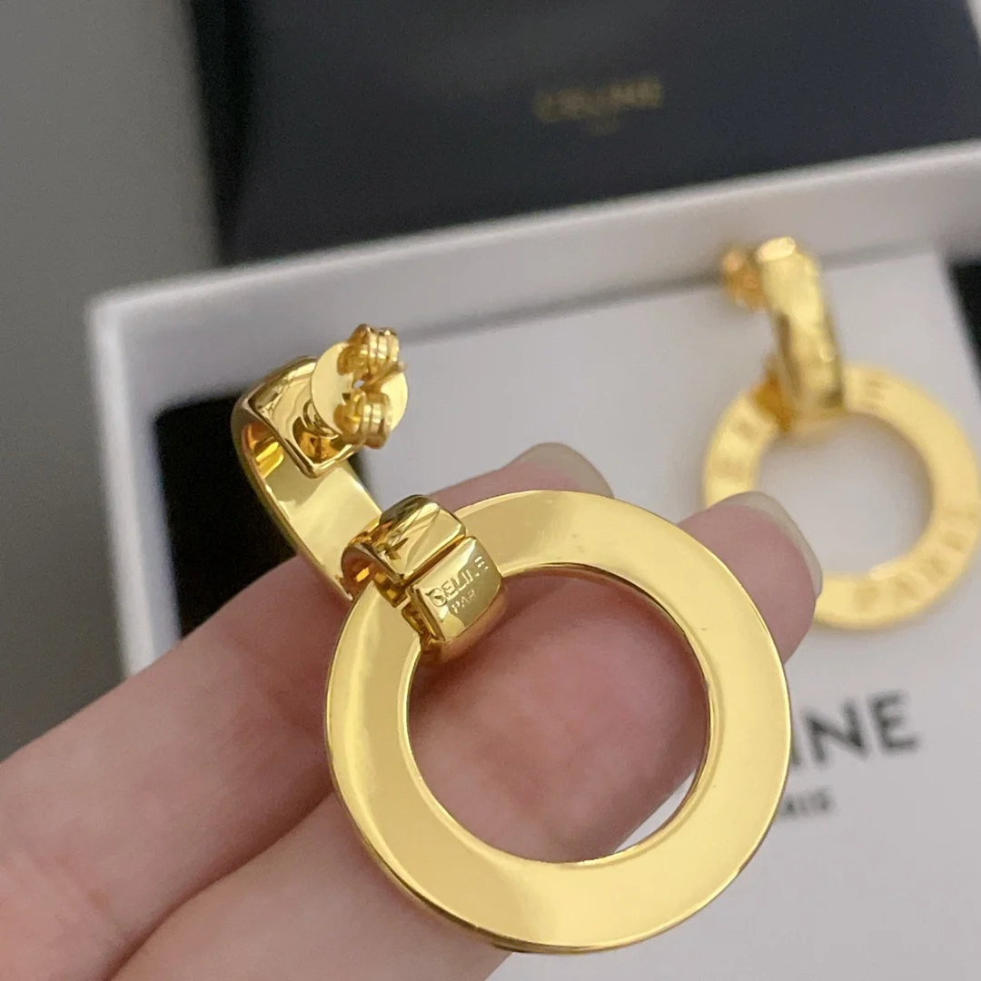 Celine Openwork gold hoop earrings - Detail view 8