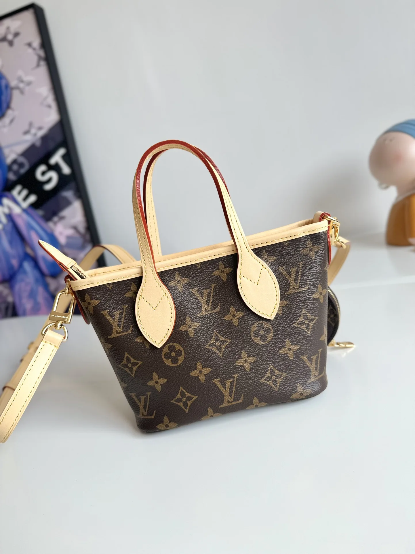 LV海外原单M46705 Neverfull 迷你 手提斜挎包 - 细节图 4
