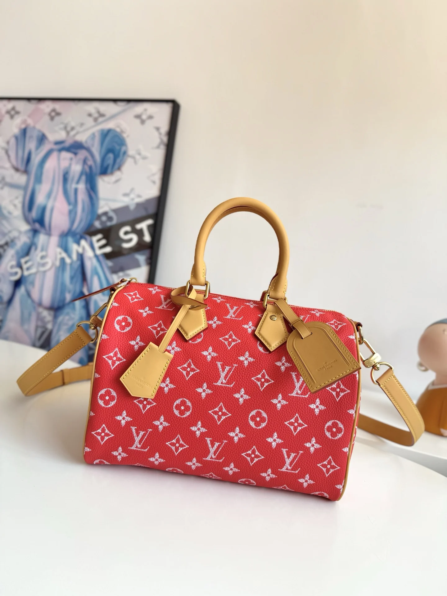 LV海外原单M14067 Speedy P9 Bandouliere 30 手提斜挎包 - 细节图 1