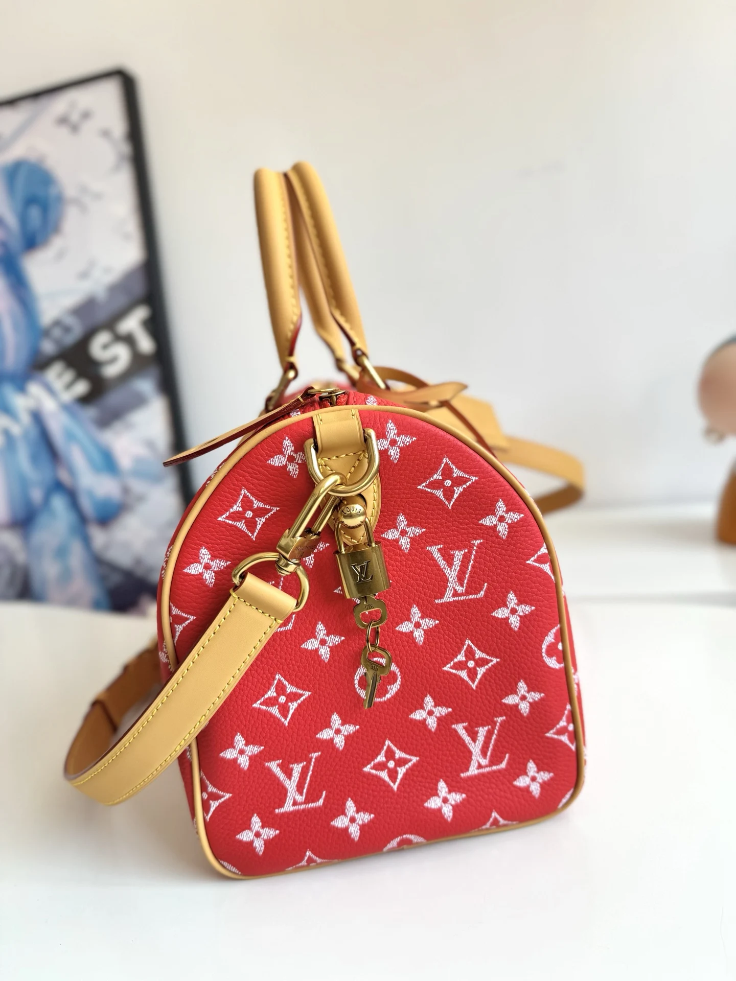 LV海外原单M14067 Speedy P9 Bandouliere 30 手提斜挎包 - 细节图 2