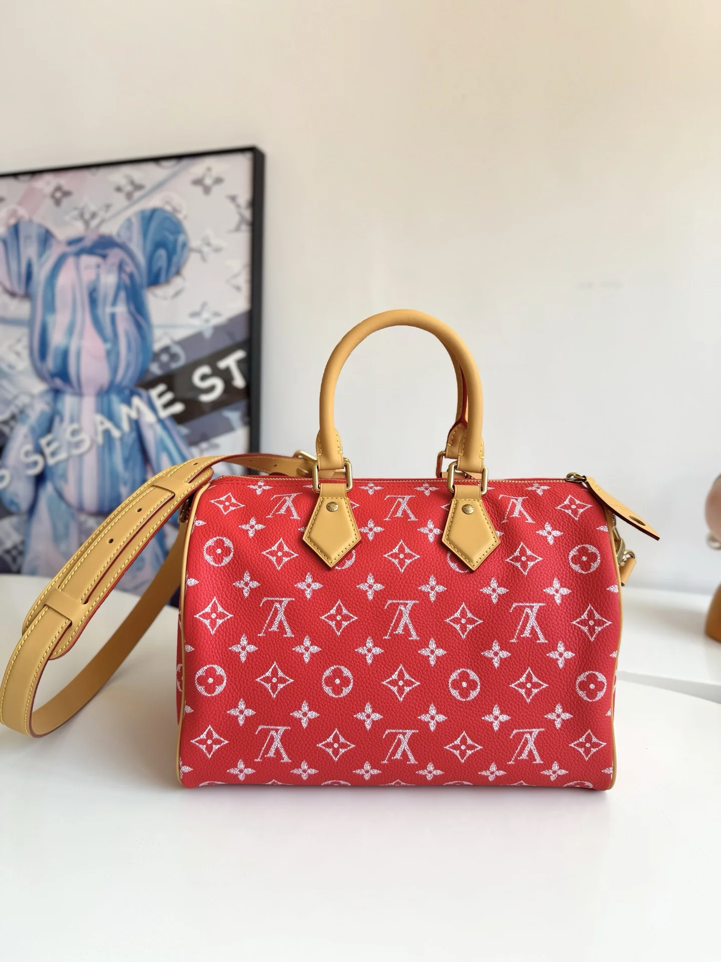LV海外原单M14067 Speedy P9 Bandouliere 30 手提斜挎包 - 细节图 3