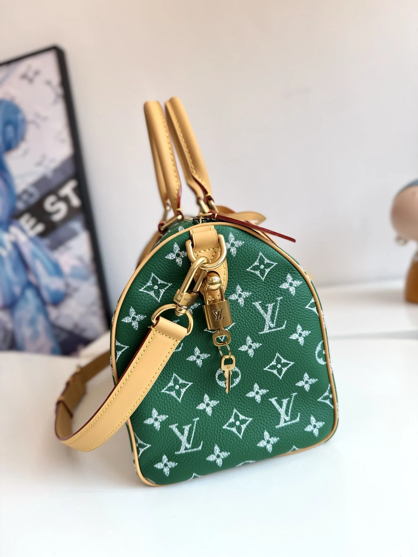 LV海外原单M14077 Speedy P9 Bandouliere 30 手提斜挎包 - 细节图 2