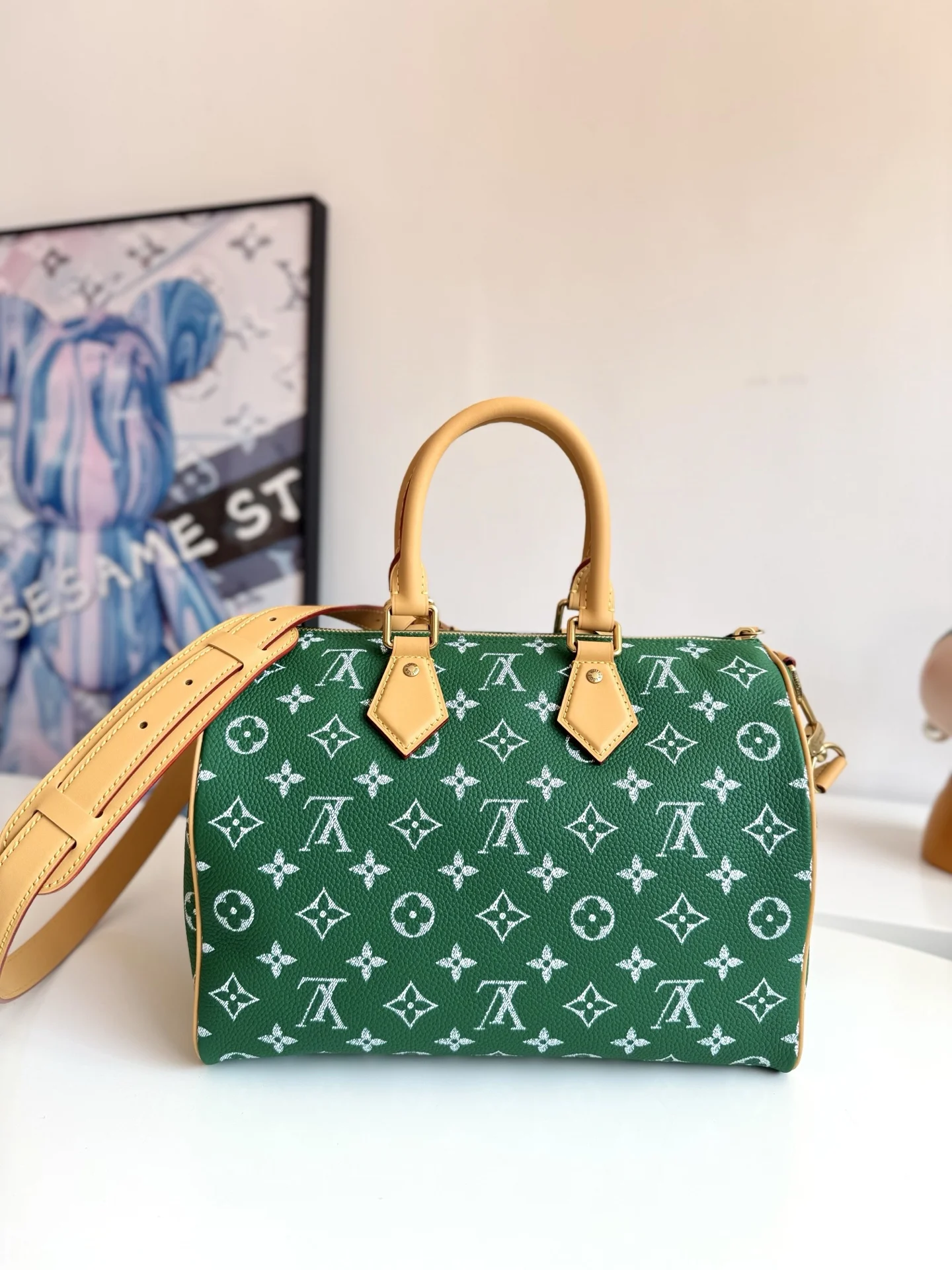 LV海外原单M14077 Speedy P9 Bandouliere 30 手提斜挎包 - 细节图 3