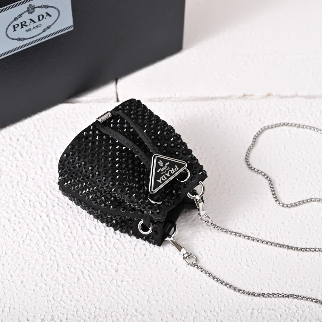 Prada 1NR016 Crystal Mini Water Bucket Crossbody Bag - Detail view 7