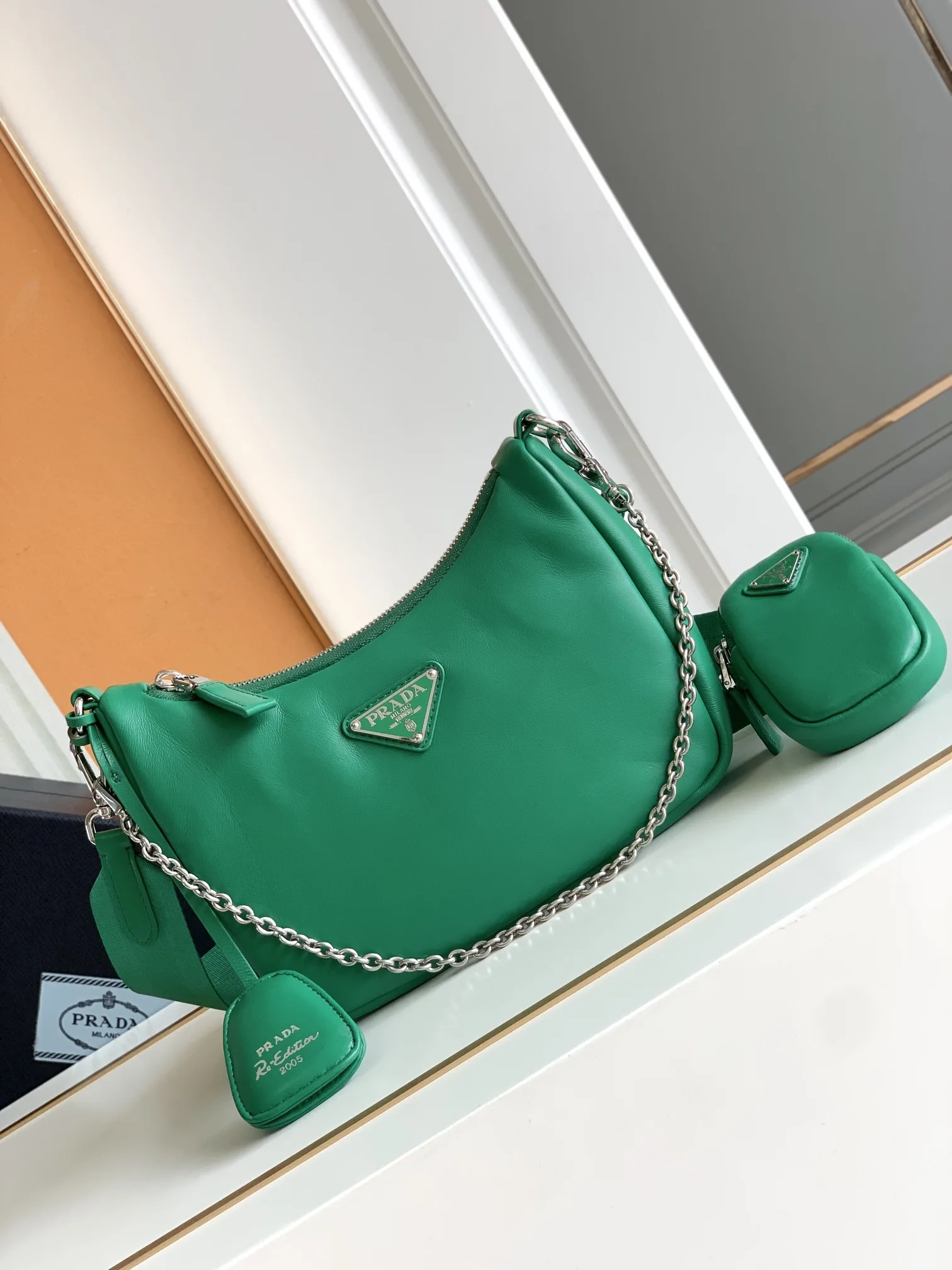 Prada 1BH204 Sheepskin Three-in-One Shoulder Bag Crossbody Bag - Detail view 1