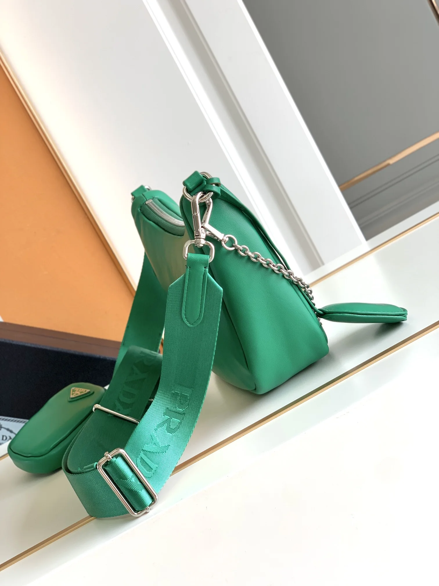Prada 1BH204 Sheepskin Three-in-One Shoulder Bag Crossbody Bag - Detail view 2