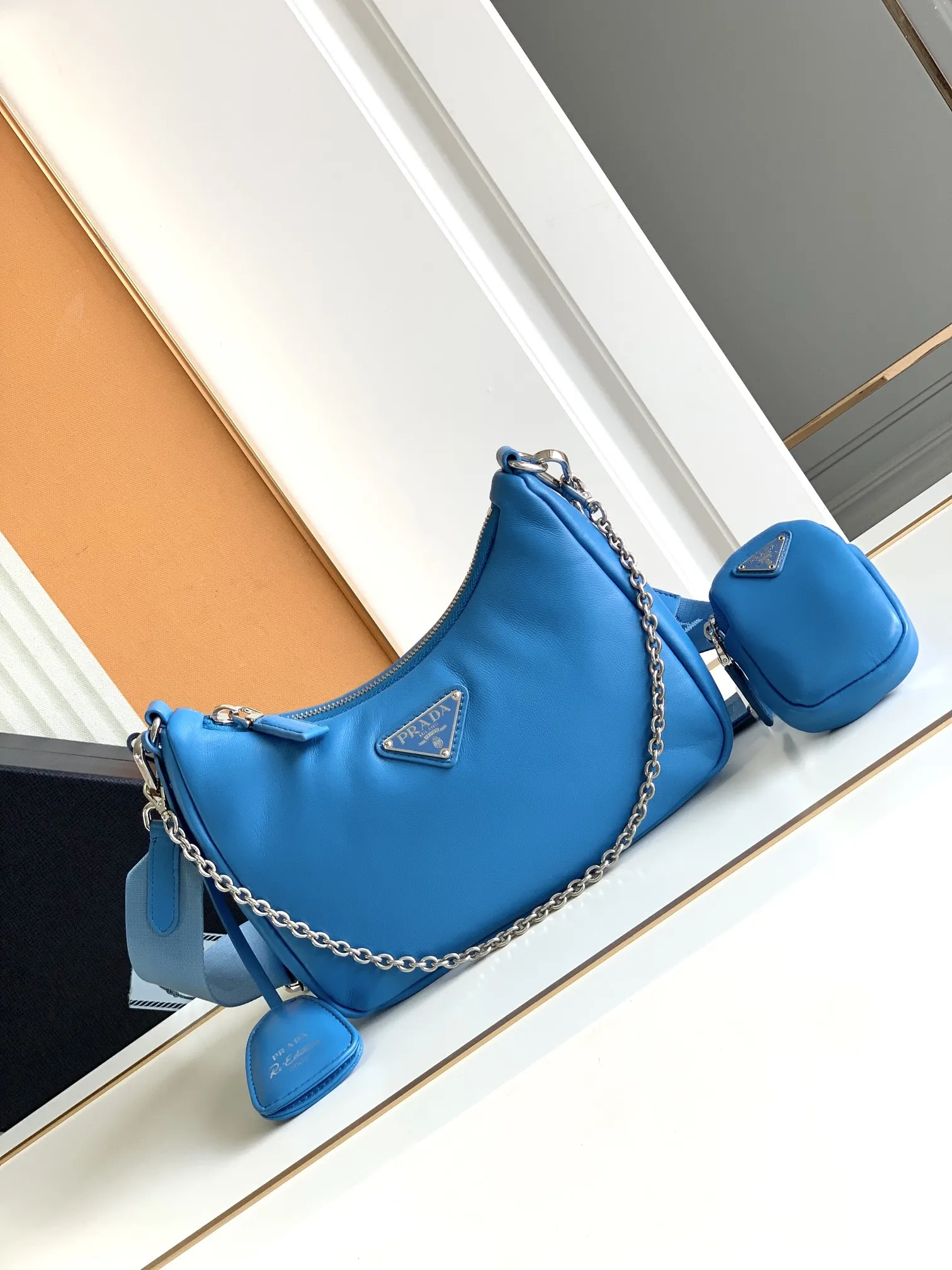 Prada 1BH204 Sheepskin Three-in-One Shoulder Bag Crossbody Bag