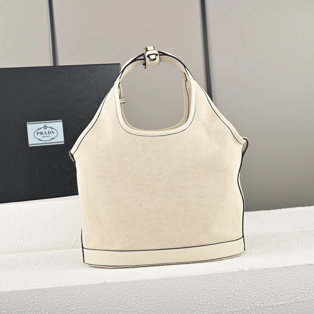 Prada 1BG471 Summer Linen Blend with Leather Tote Bag Medium Handbag - Detail view 2